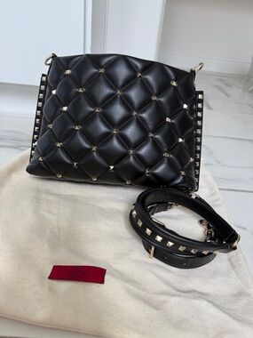 Valentino Garavani Rockstud Black Quilted Leather Shoulder Bag